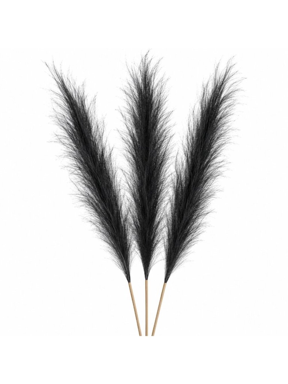 Midnight Black Faux Pampas Grass Bundle 3 Stems